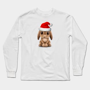 Baby Bunny Wearing a Santa Hat Long Sleeve T-Shirt